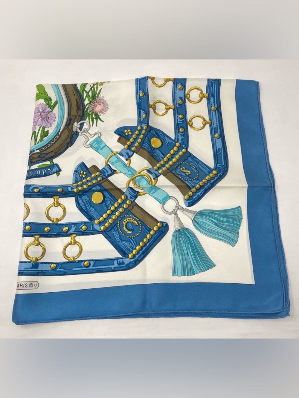 Hermes Silk Scarf Vintage Aux Champs Carre 90 By Caty Latham - Picture 5 of 16